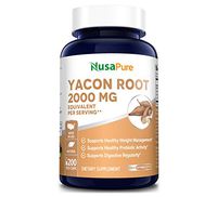 Yacon Root Extract 2000mg Serving 200 Vegetarian Capsules (Extract 4:1, Non-GMO & Gluten Free) - Raw Natural Prebiotic & Probiotic, Rich in FOS - Healthy Digestion & Weight Loss