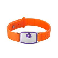 Divoti Deep Custom Laser Engraved Silicone Rubber Medical Alert Bracelet Adjustable (1.5-inch Tag)– Colored Medical Alert Wristband - TP Purple - Orange Wristband