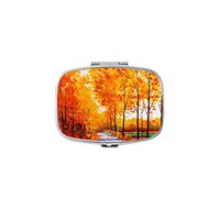 Udoosun Watercolor Maple Custom Personlized Rectangular Tablet Medicine Pocket Purse Travel Pill Vitamin Decorative Box Case Holder