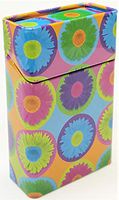Eclipse Bright Retro Flower Crushproof Tin Cigarette Case, Kings (Shorts) 3118TN