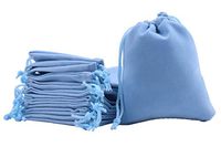 Sansam 50pcs Sky Blue Drawstrings Velvet Bags for Jewelry, Gift, Wedding Favors, Candy Bags, Party Favors, 4.0x4.8''