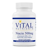 Vital Nutrients - Niacin 500 mg Extended Release - Cholesterol, HDL, LDL, Triglyceride, LP(A) Support - 90 Extended Release Tablets per Bottle