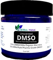 DMSO 2 oz Gel 50/50 Aloe Vera - Unscented - Pharma Grade 99.995% Pure in Glass Bottle