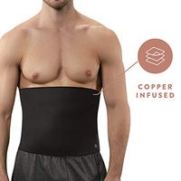 Copper Slim Waist Belt for Men - Anti Bacterial Waist Trimmer Shapewear Sweat Belt with Back Support (Black, S)