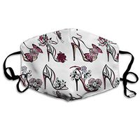 MELISSI Collection of Female Shoes with Flower Ornamental Floral Beauty Pattern Wind Dust Masks Reusable Cotton Face Earloop Pollen Allergens