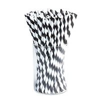 Paper Straws Diodegradable 200 Pack - Ystdom Black Stripe Paper Drinking Straws- Bulk Disposable Straws for Cocktail,Juices, Shakes, Smoothies, Graduation Party Supplies 2019 Decorations