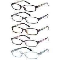 Gamma Ray Women's Reading Glasses 5 Pair Print Ladies Fashion Readers for Women - 1.00