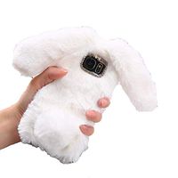 Amocase for Samsung Galaxy S9 Plus Faux Furry Case with 2 in 1 Stylus,Luxury Bling Diamond 3D Bowknot Cute Warm White Bunny Rabbit Fuzzy Fluffy Plush Soft Fur Silicone Case for Galaxy S9 Plus