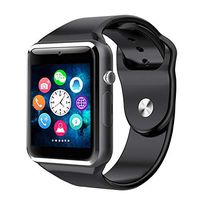 Bluetooth Touch Screen Smart Watch with Camera Fitness Tracker Pedometer Sync Calls Waterproof Smartwatch for Android/iOS/iPhone Smart Phones(Plain Black)
