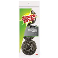 Scotch-Brite 214C Metal Scrubbing Pads, 2 1/2-Inch x 2 3/4-Inch, Stainless Steel, Silver, 3/Pk, 8 Pks/CT