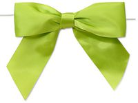 Pack Of 12, 5" Solid Lime Green Pre-Tied Satin Gift Bows W/6" Twist Ties 1-1/2" Ribbon