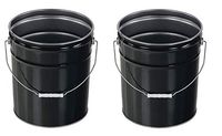 Vestil PAIL-STL-RI Steel Open Head Pail with Handle, 5 gallon Capacity, Black (Pack of 2)