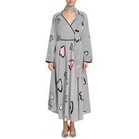Jentouzz Women Muslim Style Cross Neck Print Long Dress Beach Maxi Dress(XL,Gray)