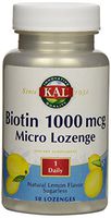KAL Biotin 1000 Lozenge Tablets, Lemon, 1000 mcg, 50 Count
