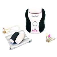 Mia Pedi Cure, Electric Cordless Rechargeable Foot Buffer And Nail Filing Kit, Removes Calluses + Dry Skin, Black & White, For Women, Men, Teens 11 pcs
