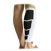 Mcolics Unisex Calf Compression Leg Sleeve Shin Guard Support Calf Socks for Men Women Running, Cycling, Hiking, Shin Splints and Varicose Veins (1 pair) (White, X-Large)