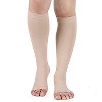 Compression Socks, Open Toe 20-30 mmHg Graduated Compression Stockings for Men Women, Knee High Compression Sleeves for DVT, Maternity, Pregnancy, Varicose Veins, Relief Shin Splints, Edema, Beige XL