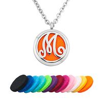 Charmed Craft A-Z Monogram Letter Initial Necklace Aromatherapy Essential Oil Diffuser Necklaces Pendant,12 Refill Pads (M)
