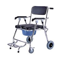 Bedside Commode for Toilet Shower Chair Wheelchair-Moving Bedside Commode and Toilet; Adult Wheelchair and Lightweight Folding Walker Disabled, Shower with Brake Wheelchair