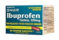 Major Pharmaceuticals Ibuprophen 200mg Caplets, 50 Count