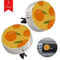 Yellow Cartoon Fruit Orange 2 pcs silver Car Essential Oil Diffuser Vent Clip Aromatherapy Diffuser Locket Air Freshener with 4 Refill Pads 1.33x1.83in