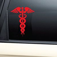 Nashville Decals Caduceus Snake Medical Emblem Vinyl Decal Laptop Car Truck Bumper Window Sticker - Red
