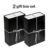 Collapsible Gift Box Set with Magnetic Closure (12x8x4, Black/Silver)