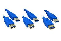 6 Feet USB 3.0 A Male to A Female Extension Cable Blue 3pcs