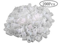 XLX 200pcs White Nylon R-Type Cable Clamp Fastener for 1/4 Inch (6.35mm) Dia Wire Tube ( Plastic Wire Cord Clip Fixer )