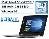 2016 Dell Inspiron 15 7000 2-in-1 Ultra HD 4K Touchscreen Convertible Laptop (Tablet), Intel Core i7-6500U Processor, 8GB DDR3, 256GB SSD, HDMI, Backlit Keyboard, Bluetooth, Windows 10