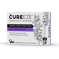 Portable Anxiety, Insomnia and Stress Relief - 6 Pack Lavender Scented Essential Oil Nose Clips - All Natural Aromatherapy Remedy for Concentration and Irritability - CUREeze (1 Pack of 6 Clips)