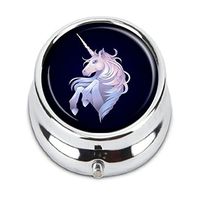 Guojew Cute graphic unicorn Custom Fashion Round Pill Box Tablet Holder Pocket Purse Organizer Case Decoration Box