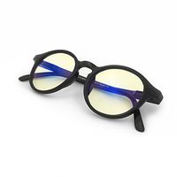 J+S Vision Blue Light Shield Computer Reading/Gaming Glasses - 0.0 Magnification - Anti Blue Light 100% UV Protection - Low Color Distortion Lens, Round Glossy Black Frame