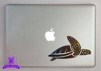 Overly Attached Decals Swimming Sea Turtle Specialty Vinyl Decal Sized to Fit A 11" Laptop - Galaxy Metal Flake