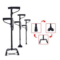 Nurth Canes Adjustable Walking Canes 4 Wheel Crutches Assisted Standing Lightweight Stable Self Standing Walking Stick Versatile Stabilizing Hand Crutch T Handle with LED Light Black