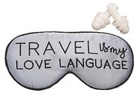 Travel Is My Love Language Silk Sleep Mask with Elastic Strap and Earplugs