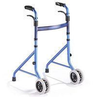Walkers Folding Aluminum Alloy Double Handrails Wheel Elderly Disabled Walking Auxiliary Four-Legged Stick 2 Color 58cm56cm81.8cm MUMUJIN (Color : Blue)
