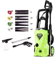 Homdox Pressure Washer, Power Washer with 2600 PSI,1.6GPM, (4) Nozzle Adapter, Longer Cables and Hoses and Detergent Tank,for Cleaning Cars, Houses Driveways, Patios (Green)