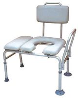 Drive Medical Padded Seat Transfer Bench with Commode Opening Gray