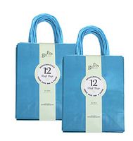 Gift Expressions 24CT Medium Turquoise Biodegradable, Food Safe Ink & Paper, Premium Quality Paper (Sturdy & Thicker), Kraft Bag with Colored Sturdy Handles (Medium, Turquoise)