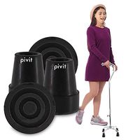 Pivit Quad Cane Replacement Tips | Black | Pack of 4 | Rubber Ends Fit Any 3/4" Small & Large Base Feet | Upgrade Your Walking Sticks Accessories With Traction | Flex For Cushioning & Shock Absorption