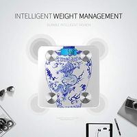 Blue and White Porcelain Bathroomscale Fat Measurement Tool Electric Scales for Weight Tracks 8 Key Compositions Analyzer Sync with Fitness Apps 400 Lbs