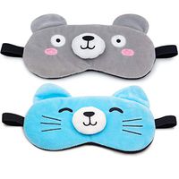 Bear&Cat Cute Sleep Eye Mask with Gel Pad, Hot & Cold Therapy for Insomnia Puffy Eyes, Super Soft and Light, for Sleeping, Shift Work,Blindfold Eyeshade for Men Women Kids Boy Girl