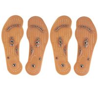 Simoda Massaging Insoles,Acupressure Magnetic Massage Foot Therapy Anti-Fatigue Pain Relief Weight Loss Shoe Insoles Washable and Cutable 2 Pairs (Brown, S)