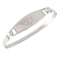 Women's Medical Alert ID Bracelet - Bangle, Custom Engraving Included, Stainless Steel - Solid, Size M/L