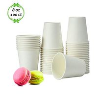 TashiLiving [100 Pack-8oz] Paper Coffee Disposable Tea & Hot Chocolate cups to go, 8 Ounce, White