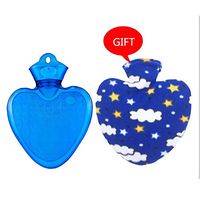 Heart Shape PVC Hot Cold Water Bottle Bag Cover Winter Back Neck Hand Warmer Bag Hot Water Relaxing Heating Bag Small Large 2 Sizes (Color : Blue, Size : 1000ml)