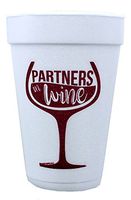 16 oz Party Cups, Partners In Wine, Burgundy Print, 10 Cups.