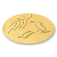 Autumn Leaves Embossed Gold Foil Oval Seals, 30 Count