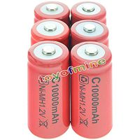 toyofmine 6pcs C size Rechargeable Battery 1.2V 10000mAh Ni-MH